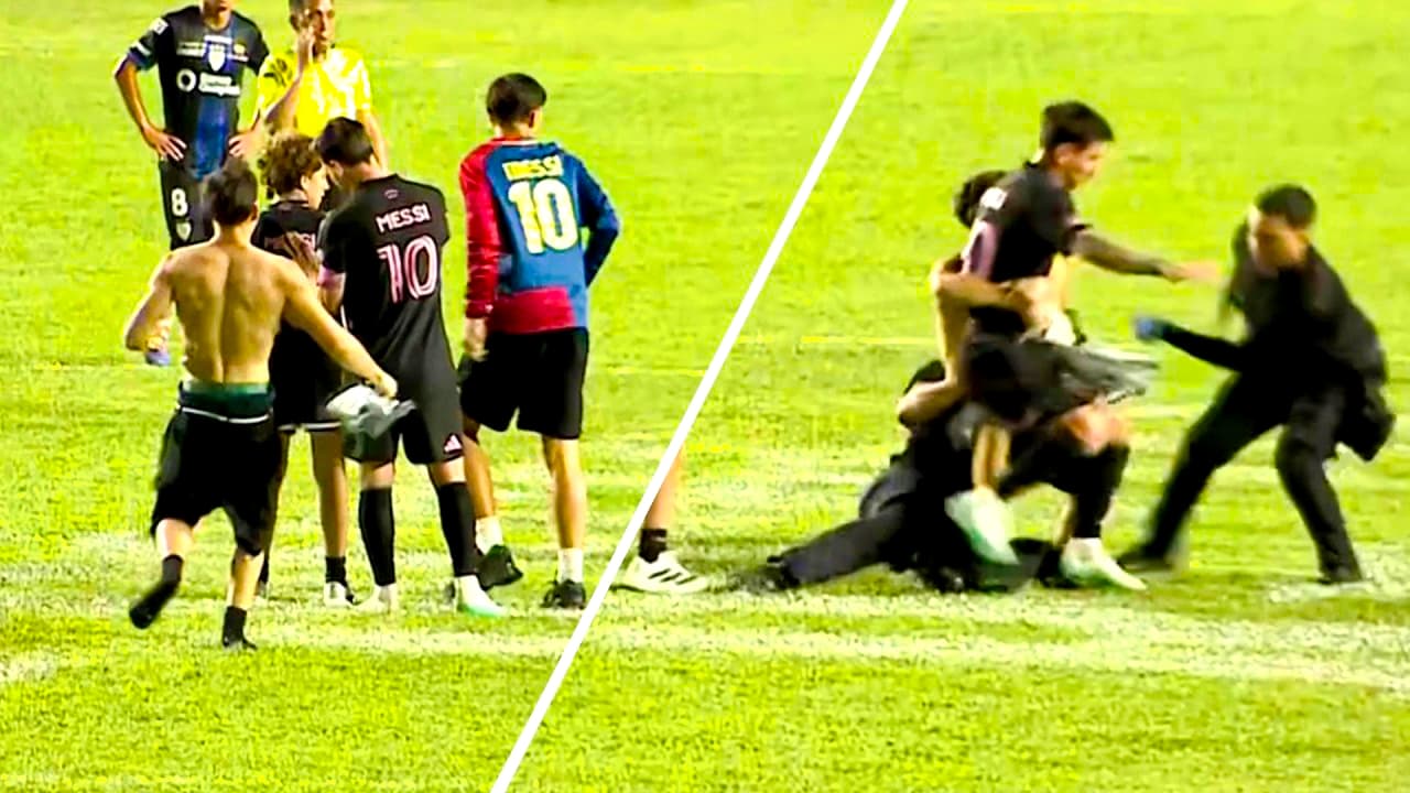 ميسي يتعرض لسقوط مفاجئ بعد اقتحام مشجعين ملعب إنتر ميامي